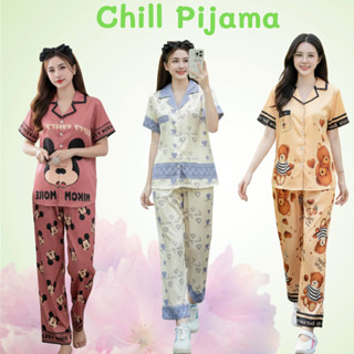 [PIJAMA CHILL] Bộ Pijama Mặc Nhà Nữ In Nhiệt 5D Sắc Nét Chất Lụa Mịn Mát Full Size