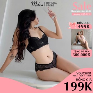 Bộ quần áo lót ren cô dâu trắng ngọc gom tròn quả ngực có gọng không mút quần cách điệu Mebra thiết kế