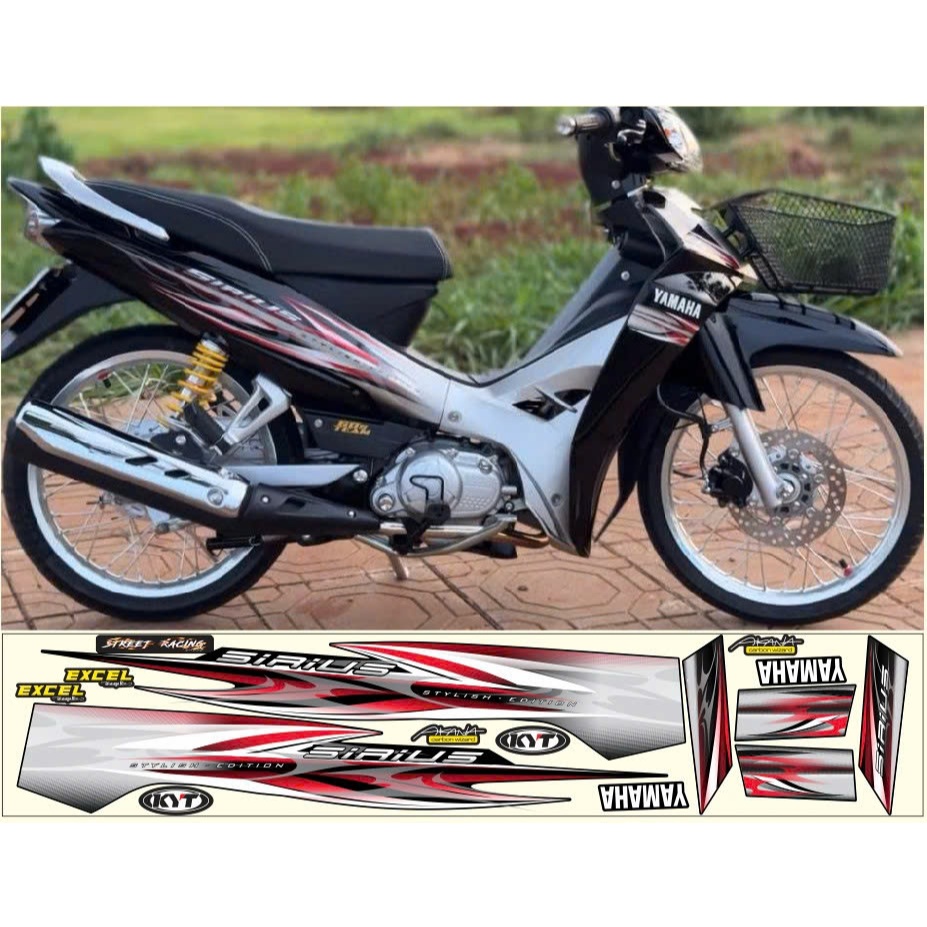 TEM RỜI DÁN XE SIRIUS BẠC ĐEN TEM ĐỎ ĐEN BẠC ĐƠN GIẢN