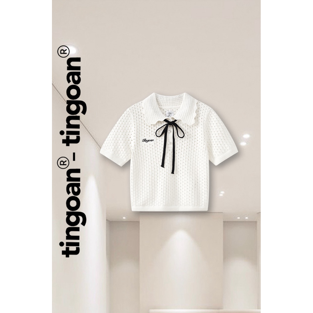 Áo len trắng vân lỗ phối cổ bẻ Yoo Yoo Top tingoan newtag săn sale