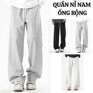  Quần Nỉ Nam FABUMAN Dài Kẻ gân Form Rộng cạp chun Chất Nỉ 2da ống rộng kèm dây rút dáng Suông UNISEX Bigsize 