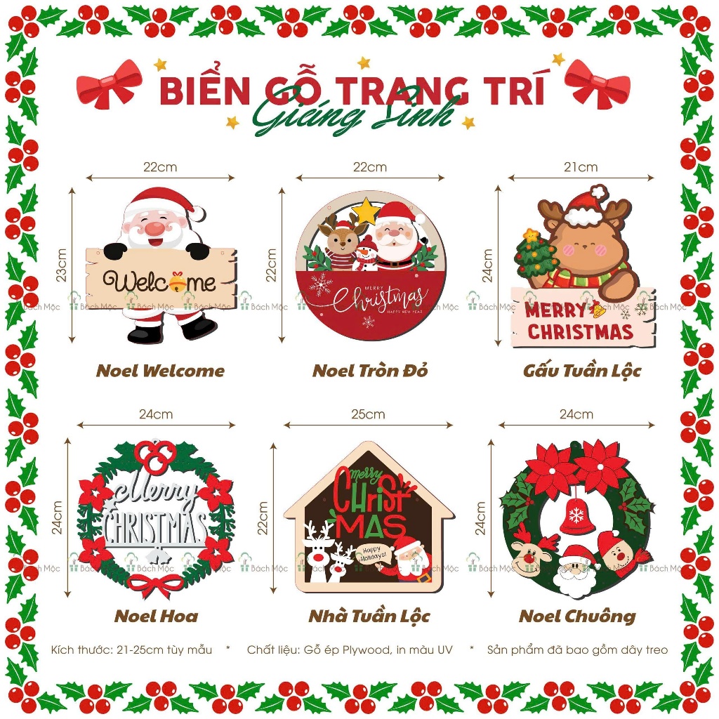 Bảng Gỗ Trang Trí Noel Giáng Sinh