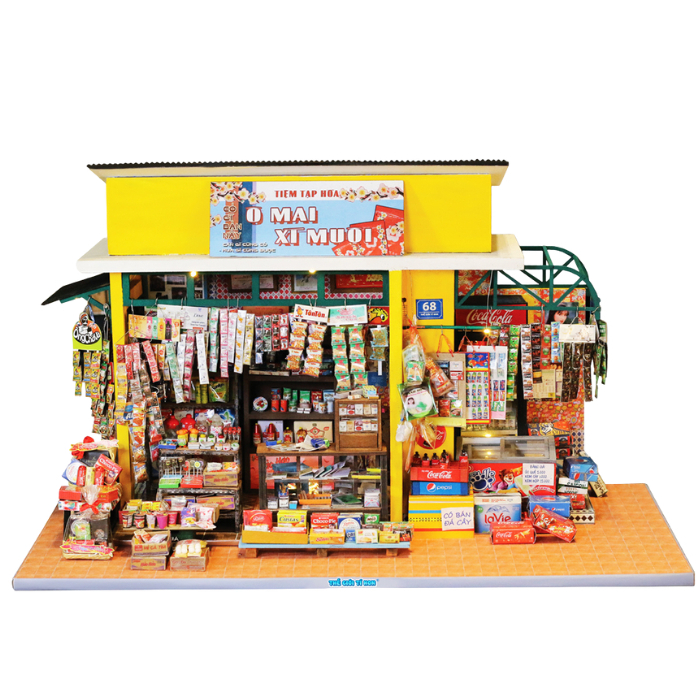 Mô Hình Lắp Ráp Bằng Gỗ - Mẫu Tạp Hóa Ô Mai Xí Muội - BB112-01 - Thế Giới Tí Hon