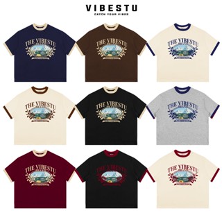 Áo Thun Phối Tay Local Brand VIBESTU " Mountain " Áo Thun Boxy Form Rộng Unisex 250Gsm 100% Cotton 