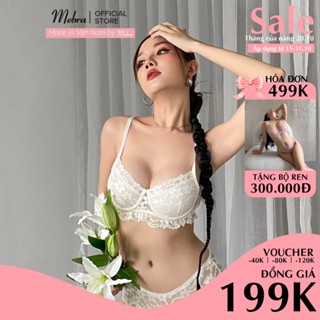 ALIDA| Bộ Đồ Lót Ren Nữ Trắng Sữa Hoa Có Gọng Không Mút Mỏng Quần Tam Giác Gợi Cảm Mát Mẻ Mùa Hè Mebra