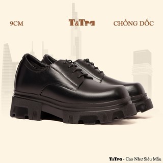   9CM - Mũi Vuông  Giày Cao Nam T&Tra T168 Đen - Nhẹ Hơn và Ít Dốc Hơn 