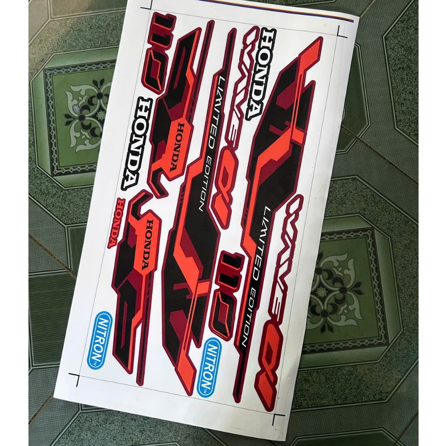 tem rời, decal dán xe wave anphal đỏ cam đen dán xe đỏ