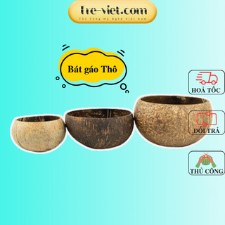 Bát gáo dừa thô – Tô gáo dừa thô mài láng mặt trong 3 size | Tre Việt