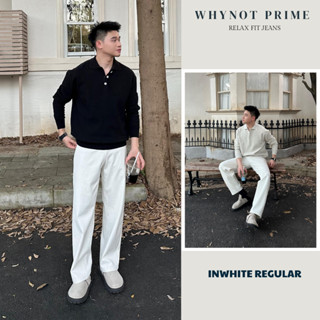  Quần Jean Nam Ống Suông Đứng Màu Trắng Dáng Regular WN PRIME Quần Bò Nam Form Suông Rộng Có BigSize 