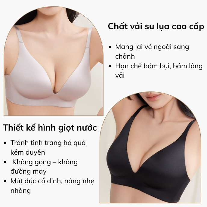  Áo lót su lụa giọt nước V sâu Adore – Đẩy ngực không gọng tạo dáng tự nhiên AD005 