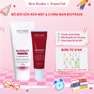 Bộ đôi Sữa rửa mặt & Chấm Mụn BIOTRADE Acnaut Active Cream/ Lotion cho da mụn viêm, mụn sưng, mụn bọc, mụn mủ