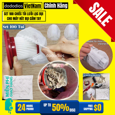 Set 100 chiếc túi lưới lọc bụi cho máy hút bụi cầm tay, túi bọc lõi lọc máy hút bụi