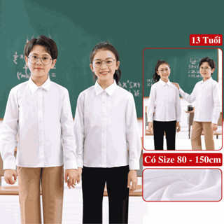  Áo Sơ Mi Trắng Cộc Tay Dài Tay Cho Bé Trai Bé Gái ,Áo Đồng Phục Học Sinh Bé Bé Trai Bé Gái Cấp 1 2 3 