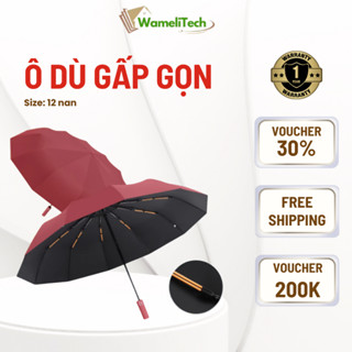 Ô dù 12 nan thép Wameli gấp gọn tiện lợi che mưa che nắng siêu bền chống lật chống tia UV