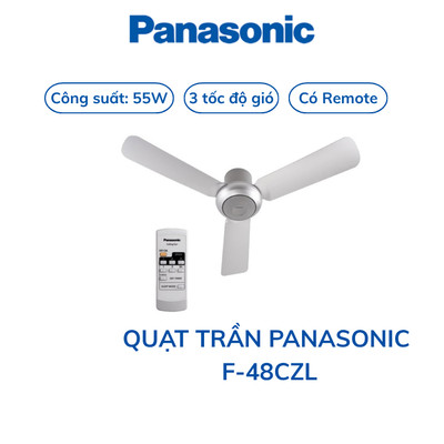 Quạt trần 3 cánh Panasonic F-48CZL- Lắp trần bê tông không cần dùng móc treo- Hàng chính hãng, bảo hành tại nhà 12 tháng
