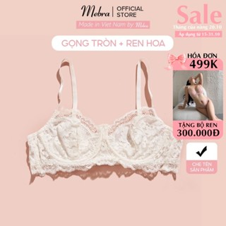 Áo bra nữ ren hoa trắng có gọng nâng ngực không đệm mút thiết kế độc quyền Mebra A034