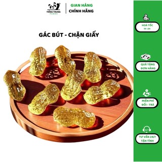 Gác bút hạt đậu thuỷ tinh pha lê màu vàng, vật trang trí viết chữ Hán thư pháp