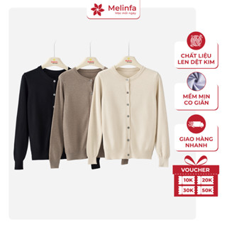 Áo len nữ cổ tròn dài tay, áo len cardigan nữ Hàn Quốc chất len mềm mịn co giãn MELINFA VAA0260