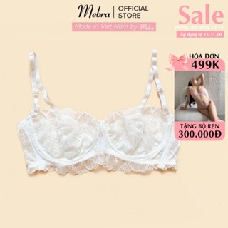 CICI | Áo lót ren hoa nữ trắng hoa có gọng cup ngang nửa quả nâng ngực gợi cảm cao cấp Mebra