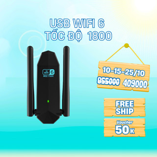 USB Wifi Thu Phát Sóng Wifi Tốc Độ 1800mbps 2 Râu Kép Cho Laptop PC 2.4/5g Bộ Chuyển Đổi USB 3.0 Wifi 6 Nhỏ Gọn Tiện Lợi