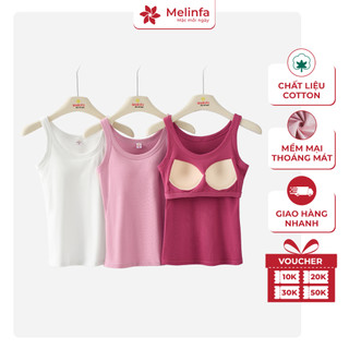  Áo ba lỗ nữ có đệm áo đệm mút chất vải Cotton + Viscose tự nhiên mềm mại thoáng mát MELINFA VAA0570 