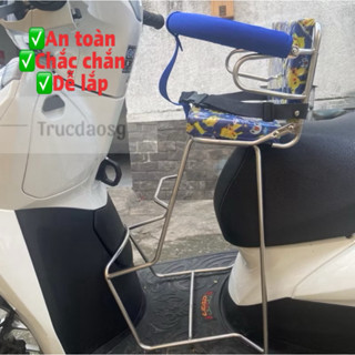 Ghế Đi Xe Máy Cho Bé Các Dòng Tay Ga Có Vòng - Ghế Inox, An Toàn, Êm Ái, Gấp Gọn Dùng Cho Bé Dưới 12 kí Bắp Đùi Vừa