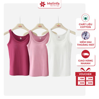  Áo ba lỗ nữ có đệm CAO CẤP vải Cotton + Viscose tự nhiên mềm mại thoáng mát mặc nhà MELINFA VAA0403 