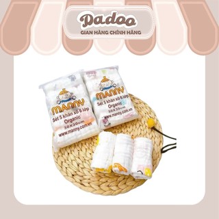 [Manny] Khăn Sữa Cotton Nhăn 6 Lớp Manny Cho Bé từ Sơ Sinh- Túi 5 Chiếc KT: 30x30cm