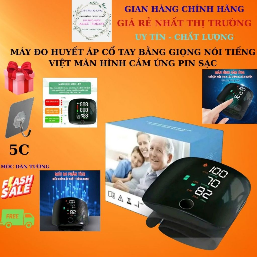 VOUCHER KHÁCH MỚI - FREESHIP Máy Đo Huyết Áp Điện Tử Cổ Tay Nhịp Tim Cảm Ứng Có Giọng Nói Tiếng Việt