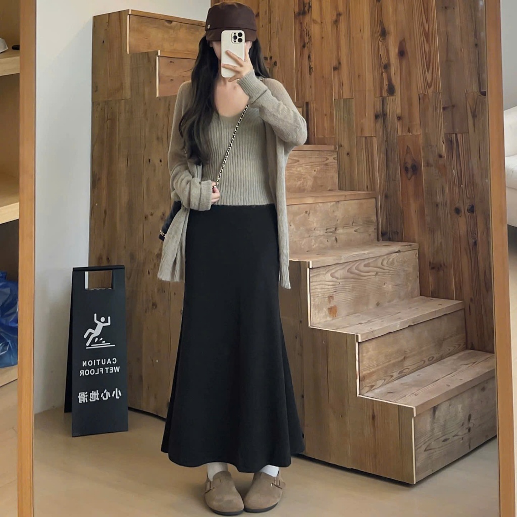 [BST TẾT 2026] Chân váy đuôi cá chất len lông thỏ LITY, Chân váy len dáng siêu dài nữ phong cách mặc thu đông TẾT V03 | BigBuy360 - bigbuy360.vn