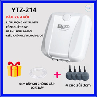 Máy Sủi Oxy YEE Siêu Êm 1 Vòi 2 Vòi Có Điều Chỉnh Lưu Lượng [Tặng Dây Và Đá Sủi]