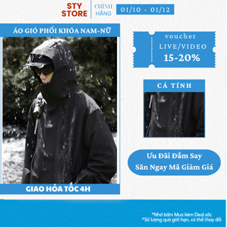Áo Khoác Gió Nam Nữ Cao Câp 2 Lớp Cổ Cao Nhiều Khóa Vải Dù Tráng Bạc Chống Nước, Cản Gió Chống Tia UV
