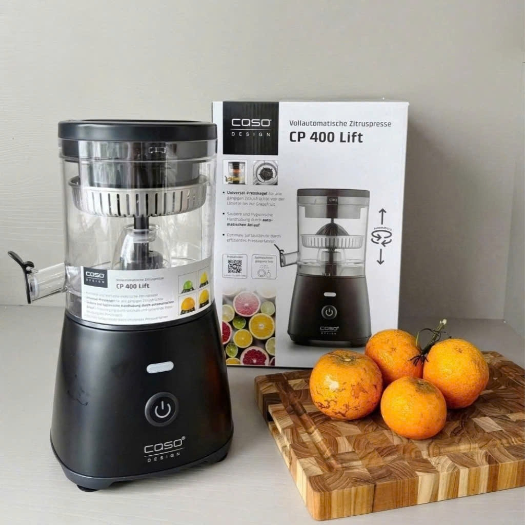 Máy vắt cam tự động Caso CP400 Lift 300W, tự nâng trục, ép kiệt nước, nội địa Đức