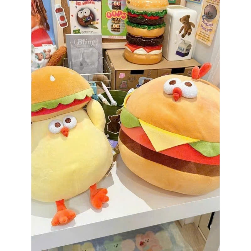 Gấu Bông búp bê Gà Hamburger Dundun Hottrend Capina.868 Chất miniso Bánh Gà Hamburger làm quà tặng