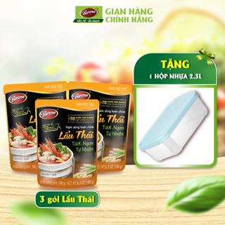  Combo 3 gói Nước dùng Lẩu Thái Barona 180g +  Tặng hộp nhựa  