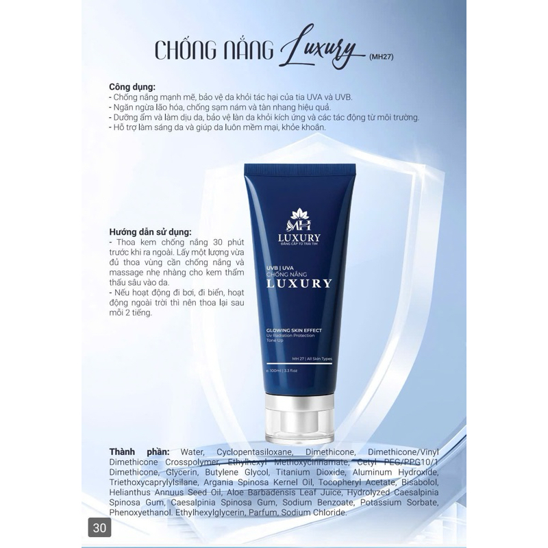 [MH27] CHỐNG NẮNG LUXURY MH BEAUTY SPA 100ml
