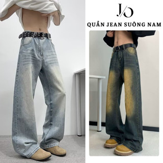 Quần Jean Suông Ống Rộng Nam Lưng Cao Chất Jean Denim Form Đứng Dáng Dài Màu Xanh Đen Phong Cách Hàn Quốc