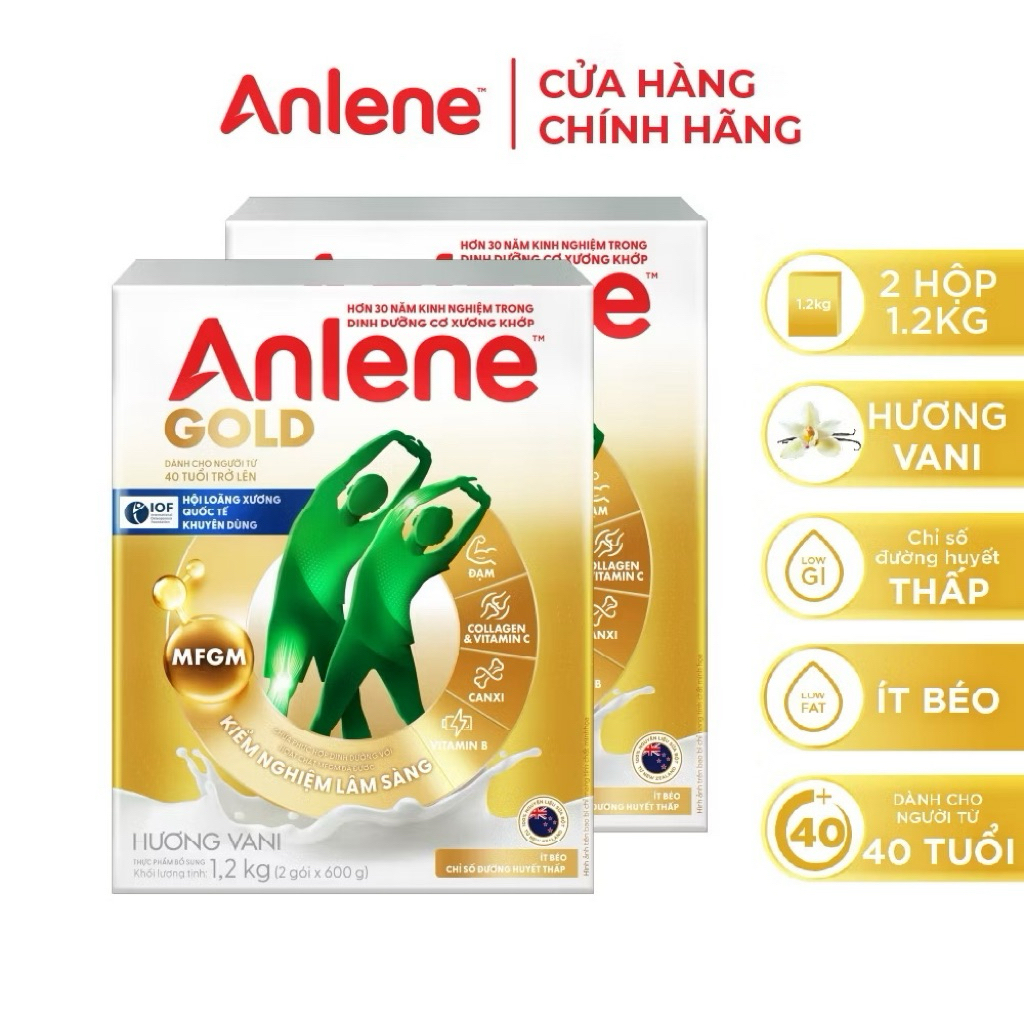 mẫu mới Sữa Bột Anlene Gold Hương Vani 5X - 1.2kg
