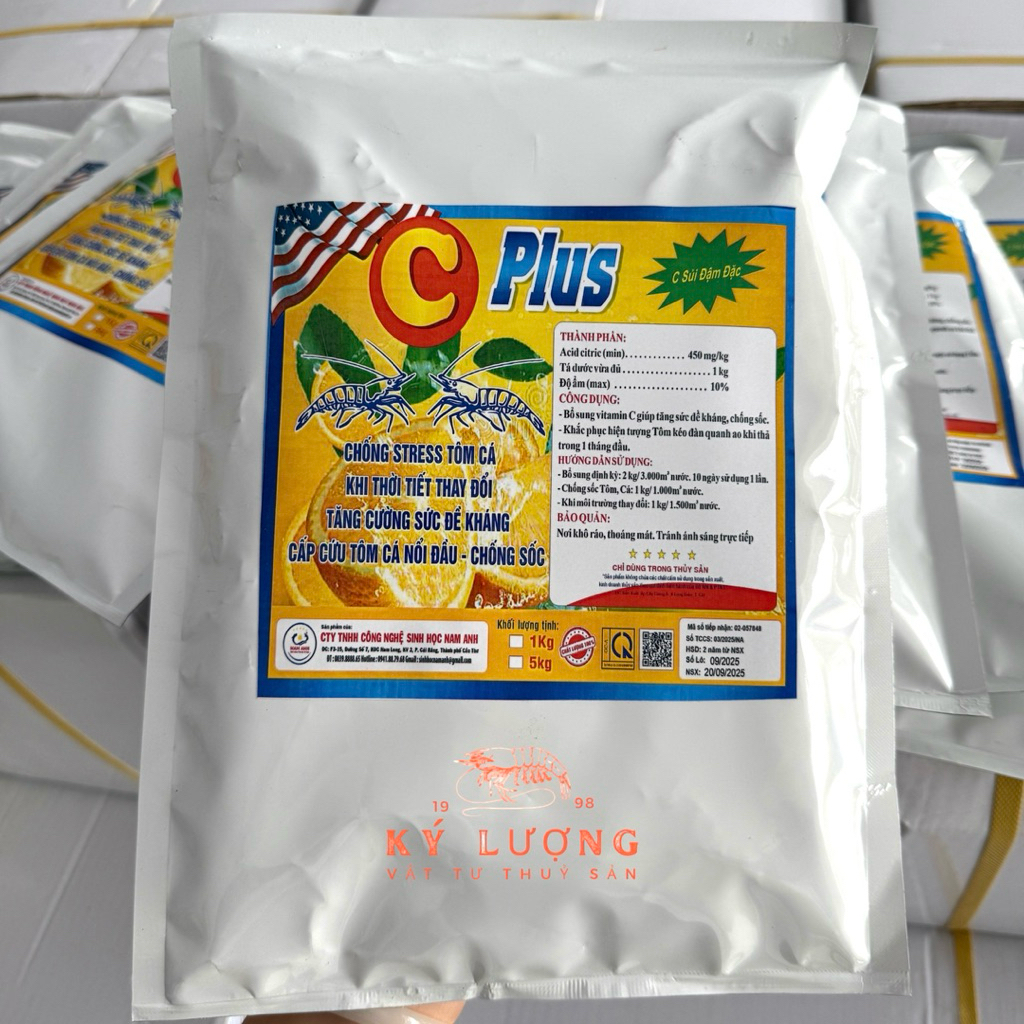 Vitamin C Plus Chống Stre.ss tôm cá khi thời tiết thay đổi, cấ/p cuu tôm nổi đầu gói 1kg