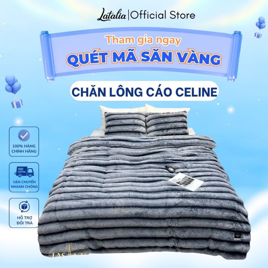 Chăn lông cáo Celine 3 lớp chính hãng Lasante kích thước 2mx2m3 sang trọng, mềm ấm | LATALIA