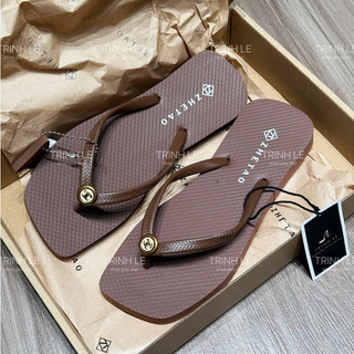  Dép Kẹp Nữ Xỏ Ngón Mũi Vuông Đế Bệt Quai Cao Su Zhetao - Trinh Lê Shop Giày Dép 013 