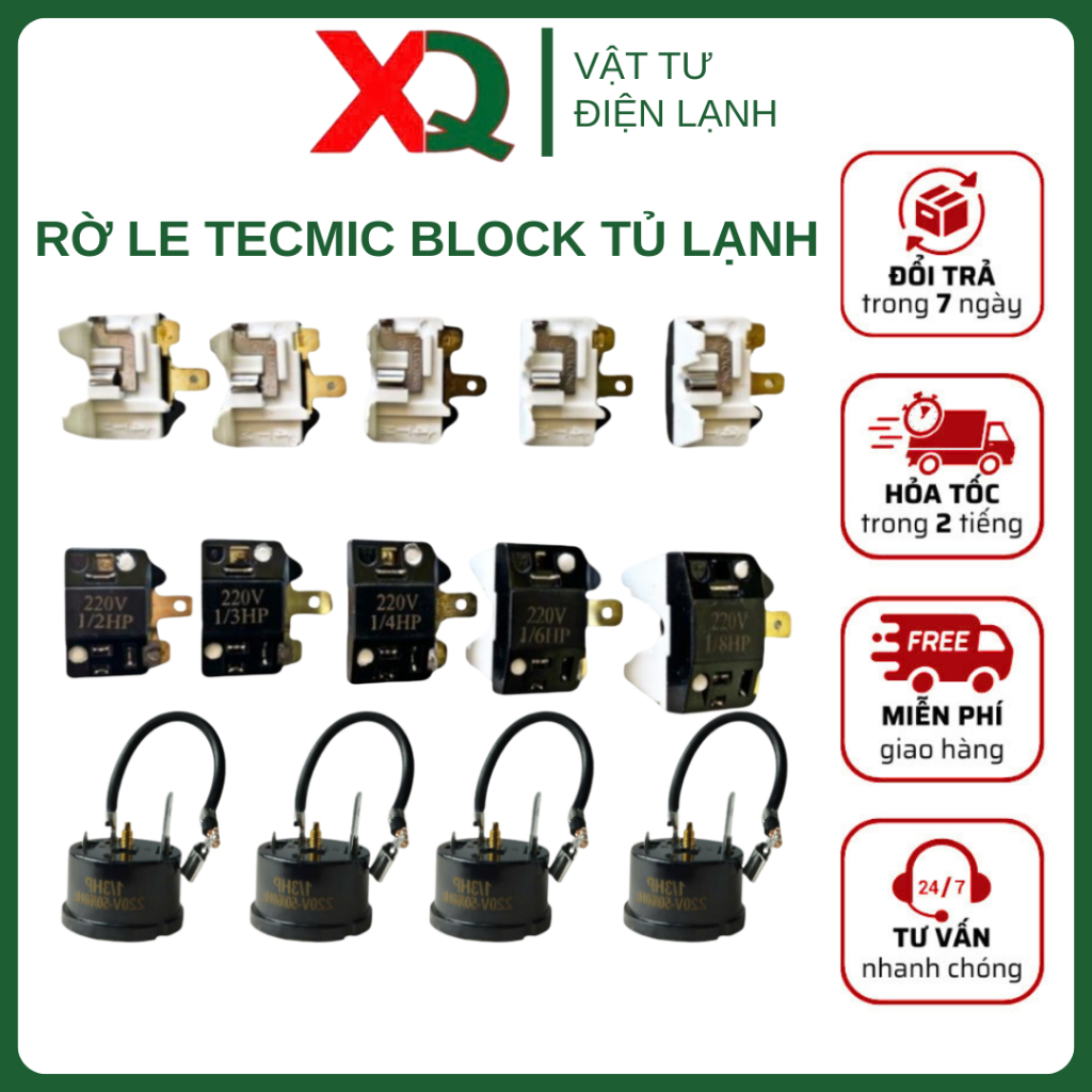 Rơ le Tecmic block tủ lạnh - Relay Tecmit bảo vệ máy nén