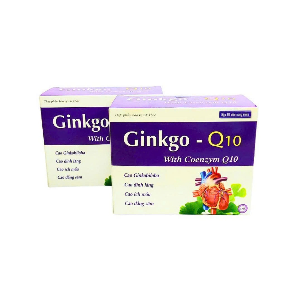 Ginkgo Q10 with Coenzym Q10- hoạt huyết giúp lưu Thông máu não- Hộp 60 viên nang