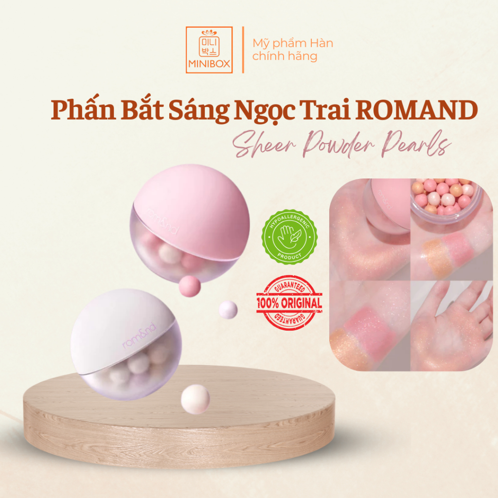 Phấn Bắt Sáng Ngọc Trai ROMAND Sheer Powder Pearls 15g