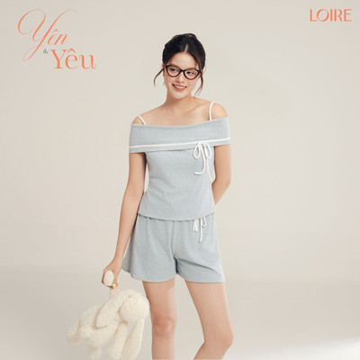 [YÊN&YÊU]Bộ Đồ Ngủ Nữ Loire FDMN250329 Ngắn Tay Trễ Vai Chất Thun Mát Chuẩn Hàn Quốc Trẻ Trung