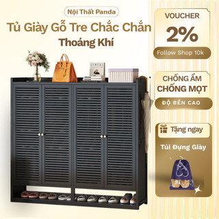 Tủ giày gỗ tre cửa nan nhiều màu 3–4 cánh thoáng khí, chống ẩm mốc, mẫu mới hiện đại decor nhà cửa