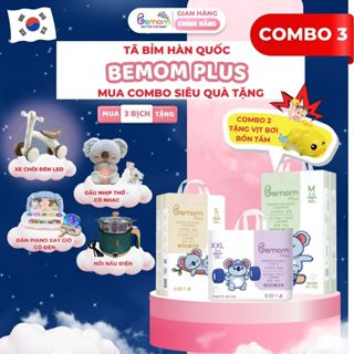 [XE CHÒI] COMBO 3 Bịch Tã/Bỉm Hàn Quốc Dán/Quần Bemom PLUS Chuyên Đêm, Chống Trào 12h NB-4XL 3-30kg