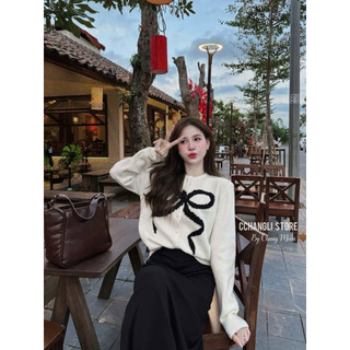 SET ÁO LEN IN NƠ CÚC BỌC MIX CV ĐUÔI CÁ CAO CẤP !! Áo chất len thỏ QC L1 chuẩn 💯