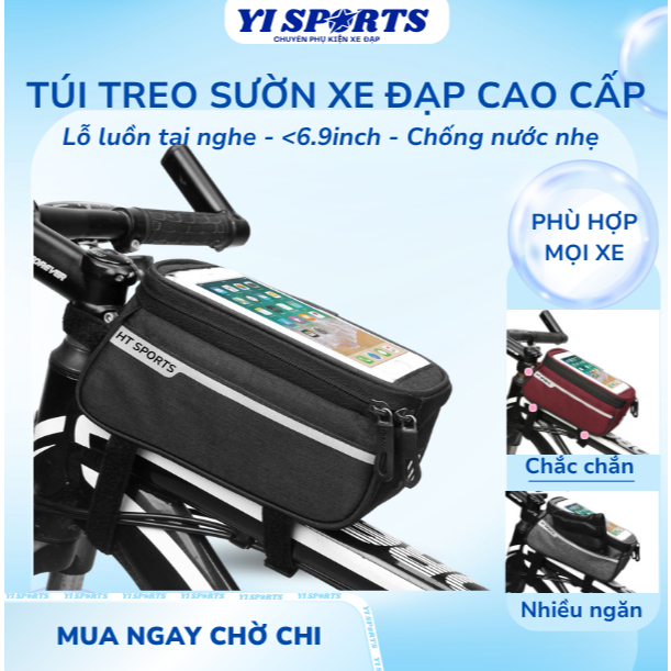 Túi Treo Sườn Xe Đạp HT SPORTS, Túi treo Xe Đạp Chắc Chắn Nhỏ Gọn Có Lỗ Luồn Tai Nghe