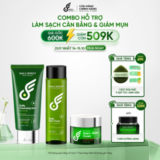 COMBO 3 sản phẩm Hỗ trợ Làm sạch, Cân bằng, hỗ trợ Giảm mụn (Toner 120ml, Sữa rửa mặt 120ml, Chấm mụn 10g)